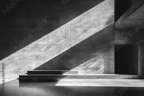 Minimalist Concrete Structure Sunlit Platform