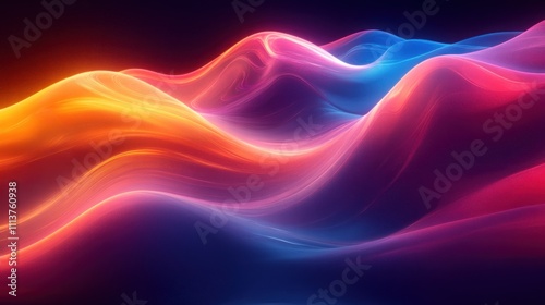 Abstract Vibrant Iridescent Design with Smooth Curves and Dark Background