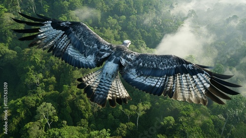 Harpy Eagle Soaring Above the Canopy captures the awe-inspiring majesty of one of the largest and most powerful eagles in the world. The image showcases