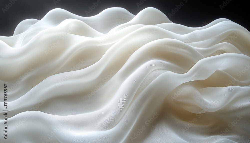 Obraz premium Abstract Composition of Flowing White Fabric in Natural Light with Soft Textures and Gentle Curves