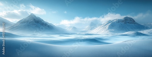 Wallpaper Mural Winter Landscape with Serene Snowfall Soft Blue and White Colors Minimalist Hills for Christmas and New Year Greeting Card Torontodigital.ca