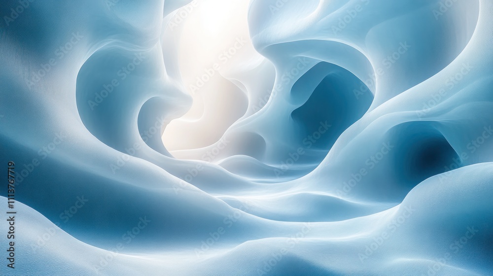 Obraz premium Futuristic Abstract Design Minimalist Smooth Shapes Soft Lighting Dreamy Atmosphere Pastel Blue Gradients