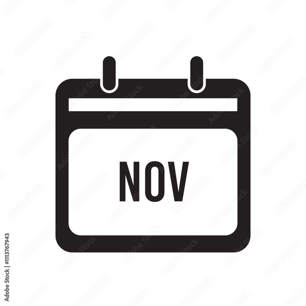 November, calendar date icon on white background. November, calendar date icon on white background.
