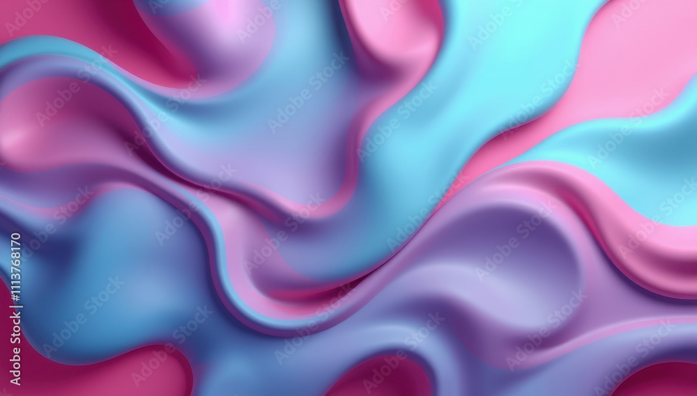 Obraz premium Abstract Pastel Pink and Blue Swirling Waves