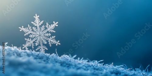 Single Snowflake on Blue