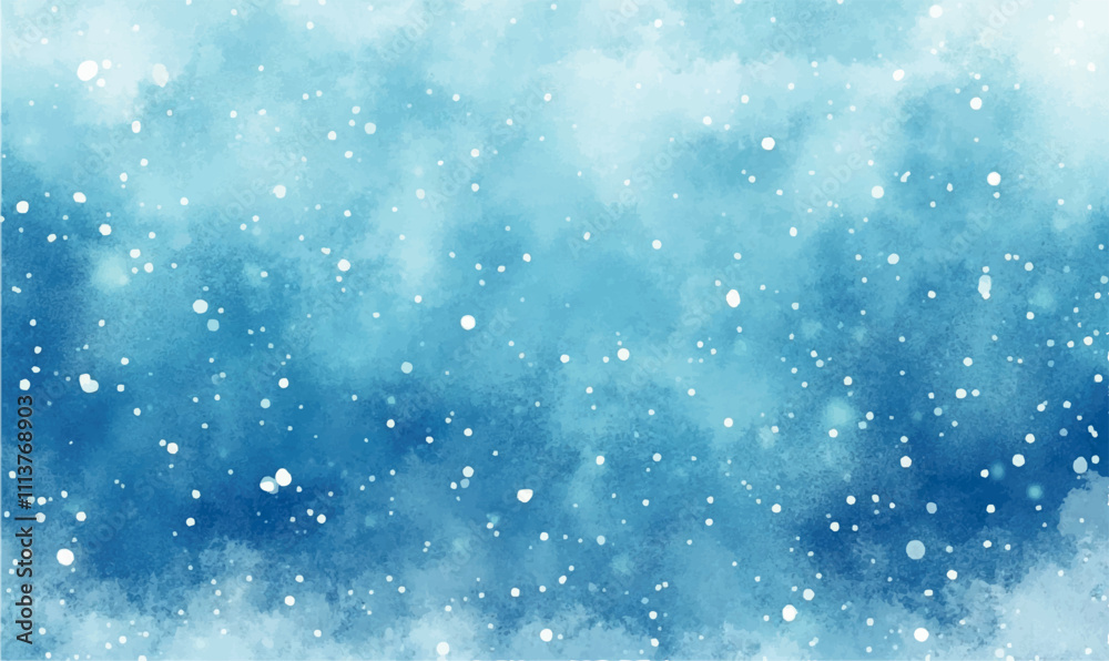 Fototapeta premium watercolor winter christmas background with snowflakes 