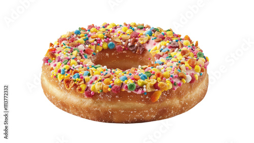 Delicious Fruit Donut with Colorful Sprinkles for Marketing and Promotion