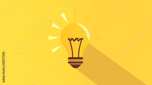 Simple flat design light bulb icon with long shadow.