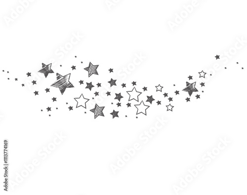 Black Star Wave Banner Vector Illustration. Starry doodle design element