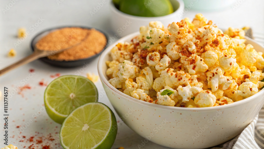 Crispy popcorn topped with lime and spices, perfect for snacking. Enjoy zesty flavor and crunch in every bite! Crispy popcorn topped with lime and spices, perfect for snacking. Enjoy zesty flavor and crunch in every bite!