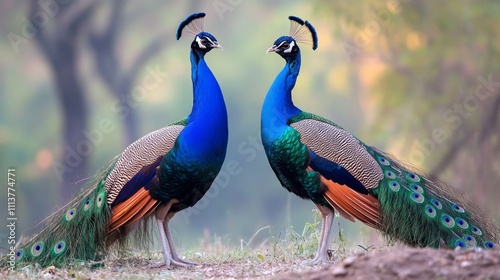 Indian peafowl are a species in a group of birds called pheasants. The males are called peacocks, while the females are called peahens. Together, they are peafowl photo