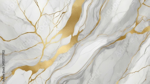 The background has a pure white marble pattern contrasting with glittering golden lines. Create a feeling of luxury and modernity. The golden veins spread out like the veins of marble. Make the pictur