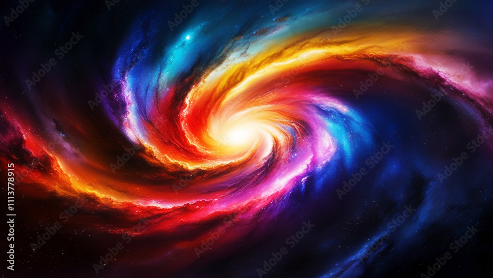 Swirling Galaxy of Vibrant Cosmic Colors Swirling Galaxy of Vibrant Cosmic Colors