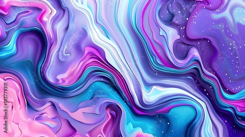 A vibrant abstract design featuring swirling colors in shades of pink, blue, and purple.