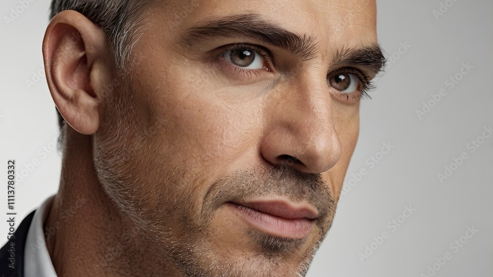 Obraz premium lose_up_view_of_a_mans_ear_on_white_backgroun