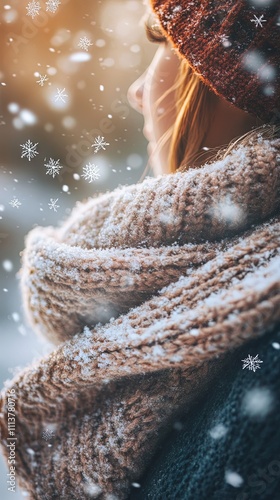 Winter Wonderland: A Cozy Knitted Scarf in the Snow photo