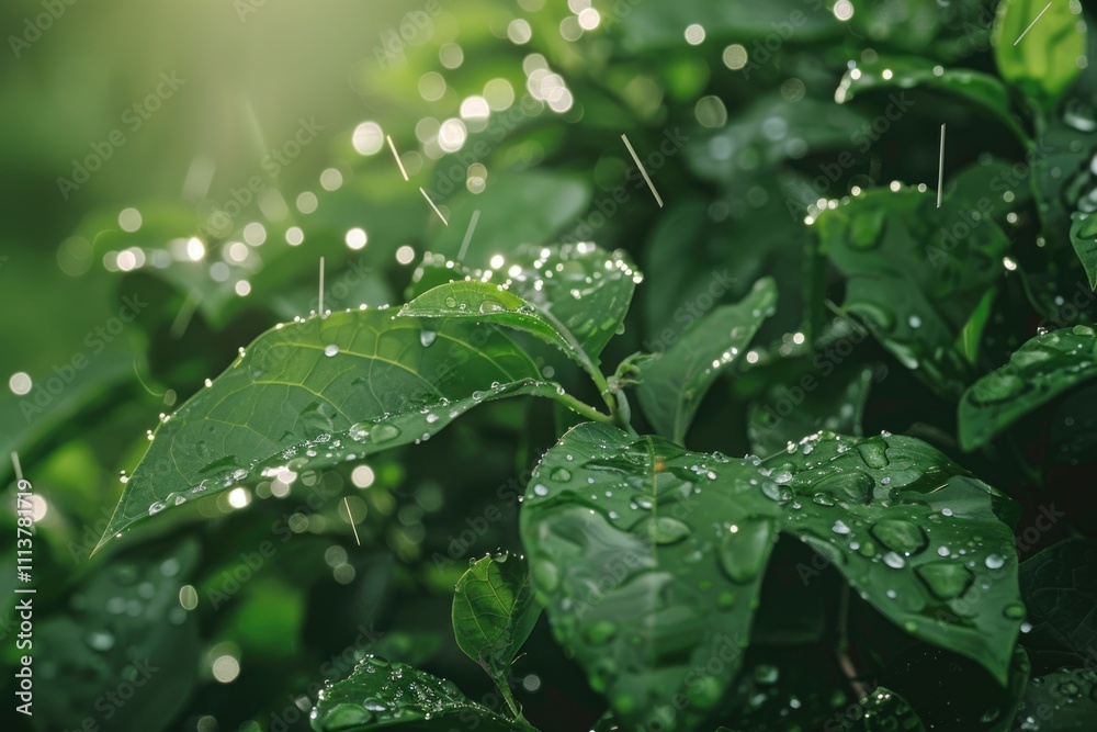 Morning dew on leaves in nature selective focus. Morning dew on leaves in nature selective focus.