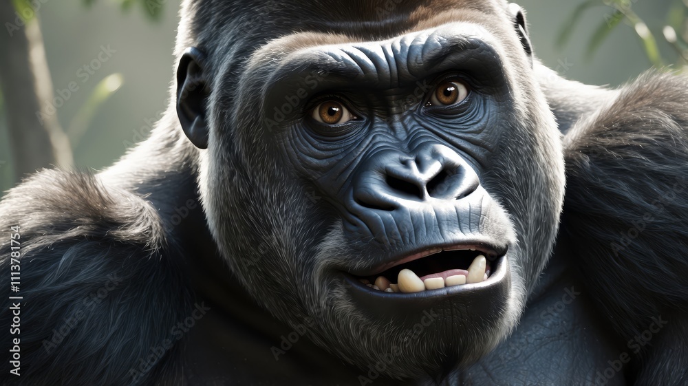 Close-up portrait of a powerful gorilla. Close-up portrait of a powerful gorilla.