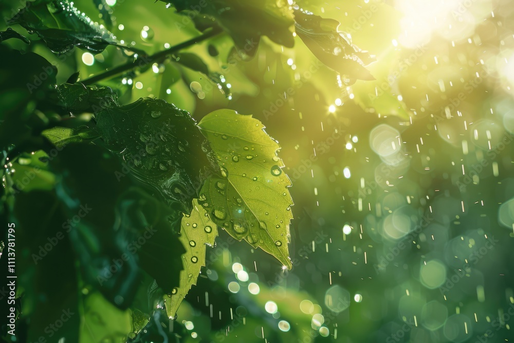 Morning dew on leaves natures beauty in green tones. Morning dew on leaves natures beauty in green tones.