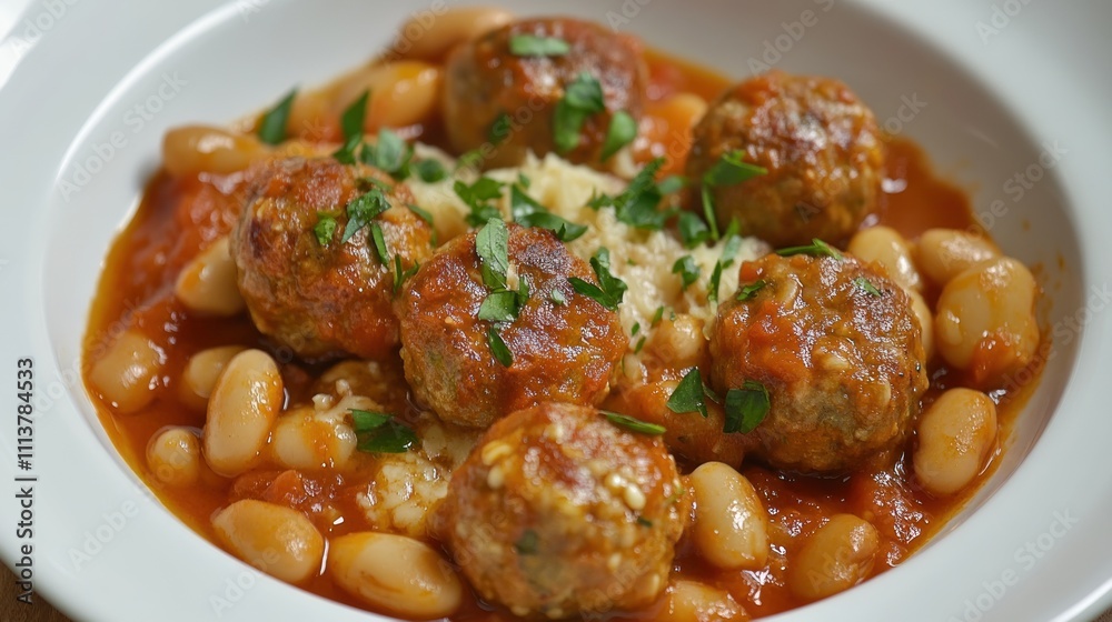 Delicious Meatballs in Tomato Sauce with White Beans and Couscous Delicious Meatballs in Tomato Sauce with White Beans and Couscous