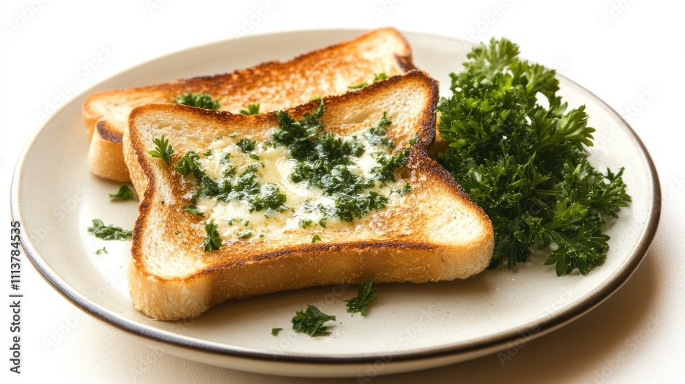 Buttered Toast with Parsley Garnish: A Simple Yet Delicious Breakfast Buttered Toast with Parsley Garnish: A Simple Yet Delicious Breakfast
