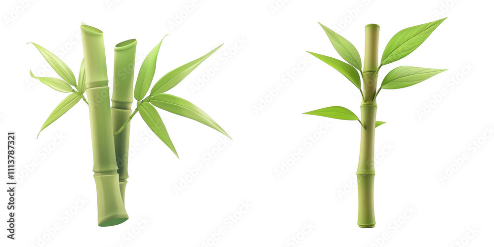 3d render bamboo shoot isolated on transparent background Cartoon Illustration in plastic style