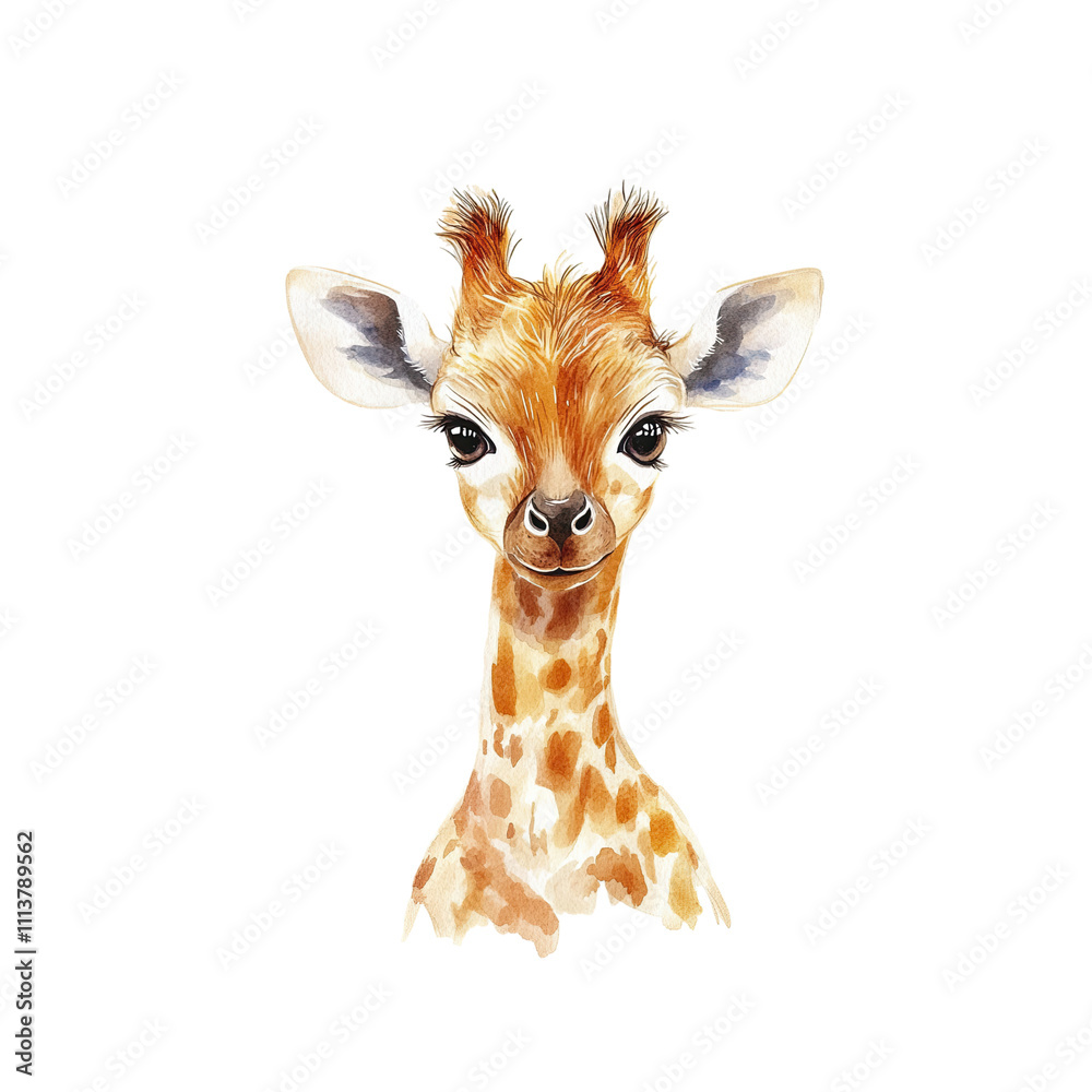 Obraz premium Baby Giraffe Watercolor Portrait