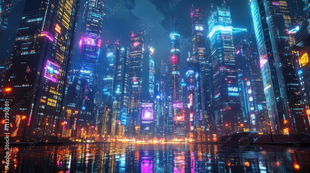 Obraz premium Neon Cityscape