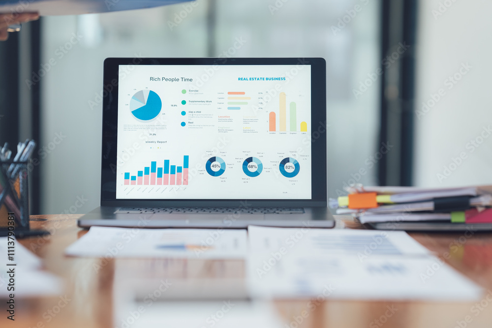 Laptop Displaying Business Analytics Laptop Displaying Business Analytics