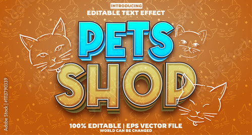 New pets shop editable text effect in modern trend style