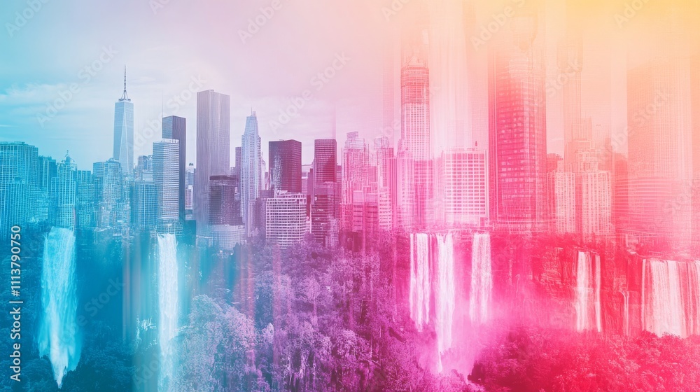Futuristic Cityscape with Soft Glowing Hues at Dusk Futuristic Cityscape with Soft Glowing Hues at Dusk