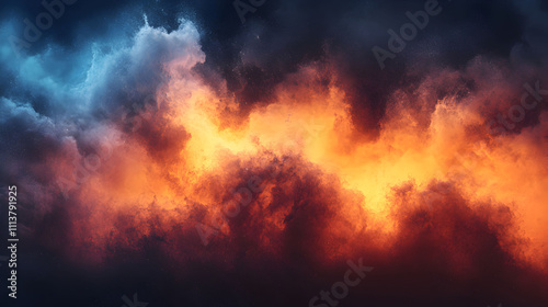 Fiery and icy clouds collide in a celestial spectacle