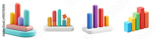 Obraz na płótnie 3d render bar chart isolated on transparent background Cartoon Illustration in plastic style w salonie