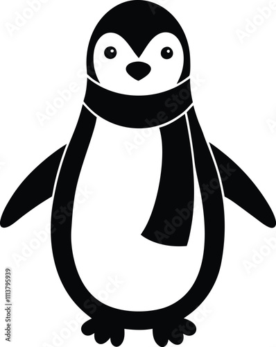 cute quilled paper penguin with a scarf and now