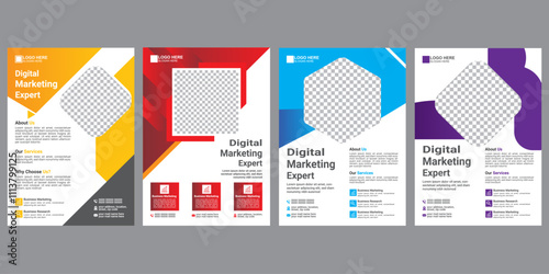 Digital marketing flyer, corporate poster template, business flyer background