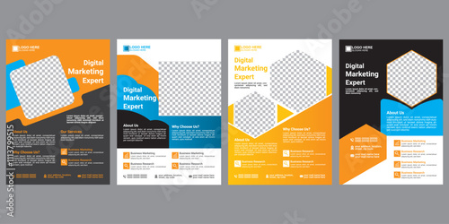 Digital marketing flyer, corporate poster template, business flyer background