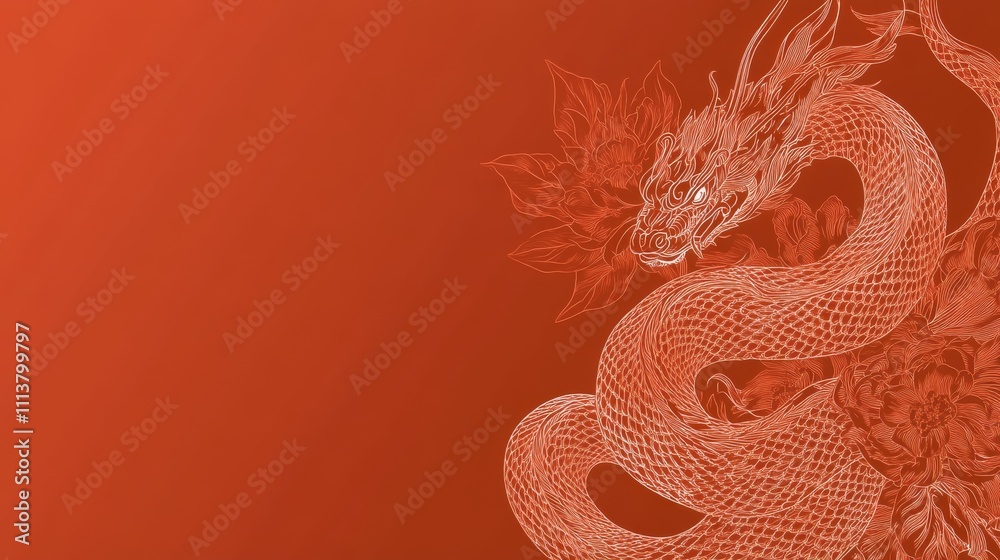 The Year of the Snake, A red background with a snake on it The Year of the Snake, A red background with a snake on it