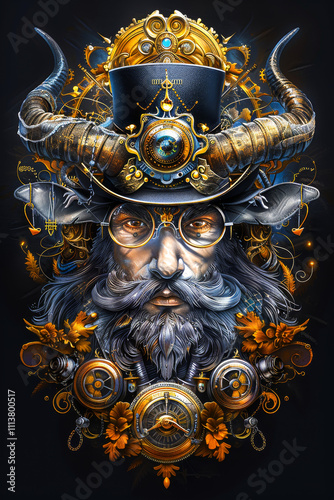 Steampunk People.  AI generated image.  A digital illustration of a steampunk adventurer as a poster design.