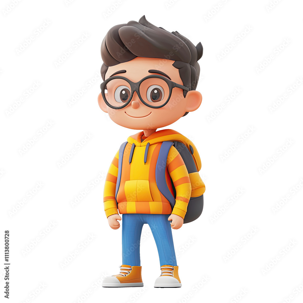 Cute cartoon boy student character on transparent background. Cute cartoon boy student character on transparent background.