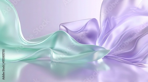 A dynamic abstract background showcasing a gradient of soft lavender and mint green. The harmonious blend of colors radiates calmness. photo