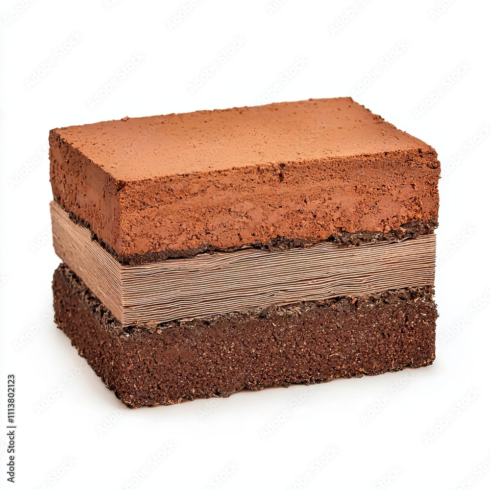 bricks materials durability concept. Crosssection of a composite brick showing layers of material, isolated on a white background, showcasing innovation in building materials bricks materials durability concept. Crosssection of a composite brick showing layers of material, isolated on a white background, showcasing innovation in building materials