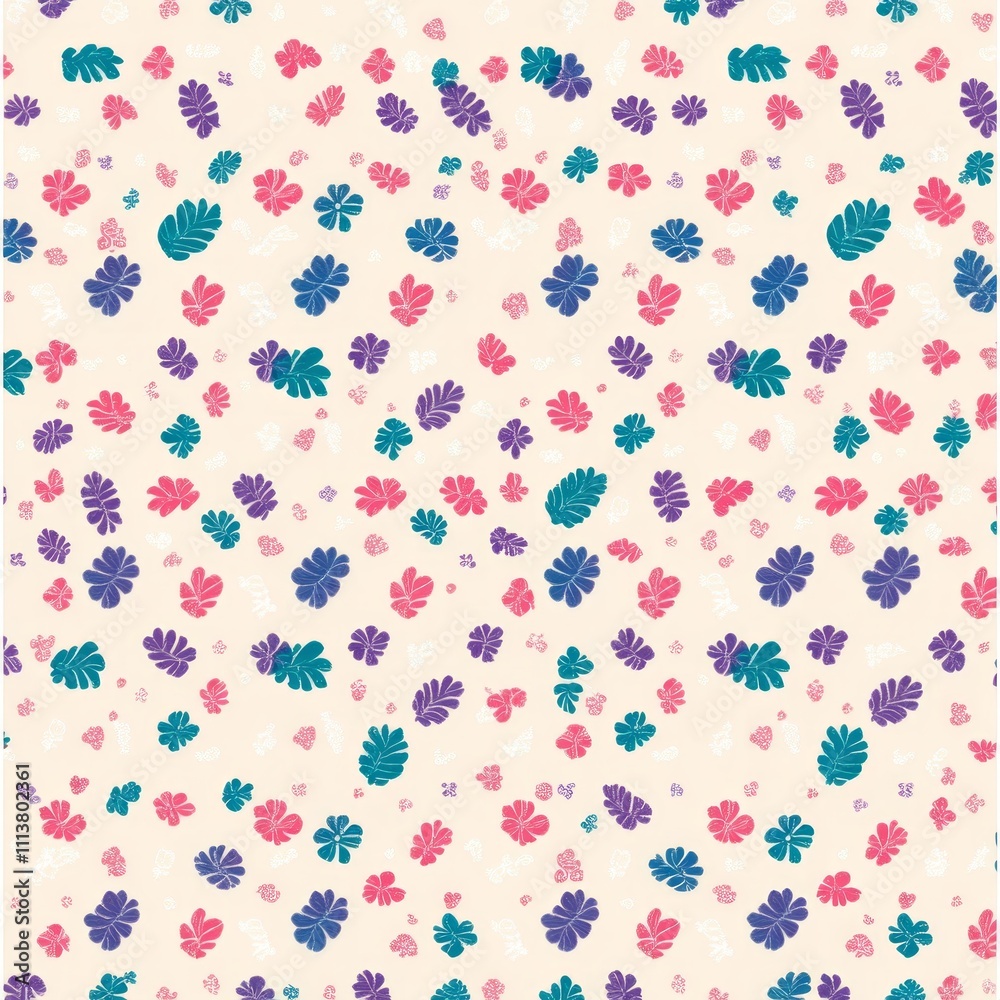 Colorful leaf pattern on beige background. Colorful leaf pattern on beige background.