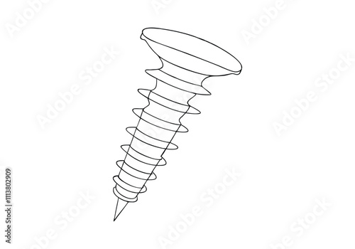 Continuous One-Line Drawing of a Screw - Minimalist Industrial Design
