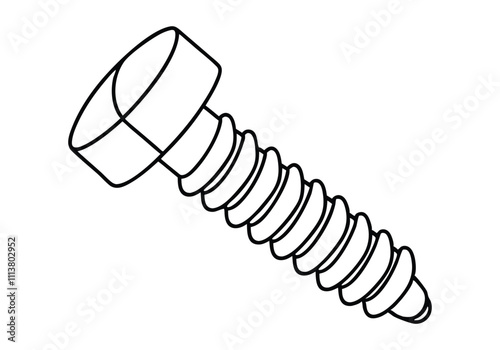 Continuous One-Line Drawing of a Screw - Minimalist Industrial Design