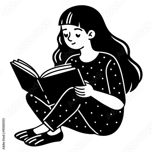 Girl readin vector illustrator photo