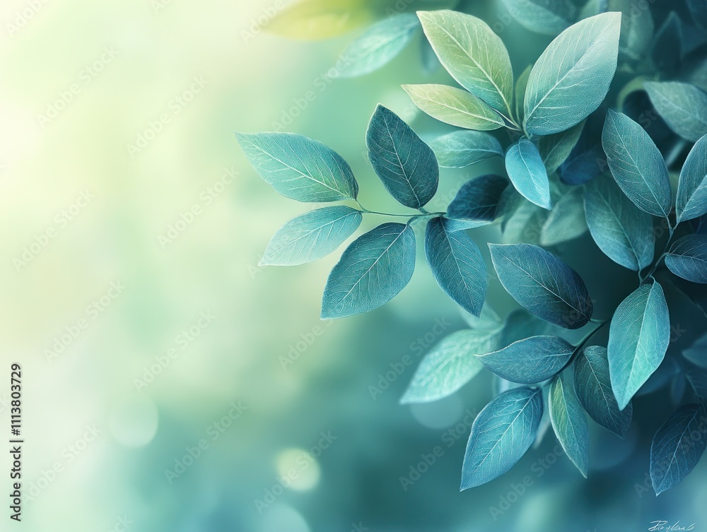 Fototapeta premium Dreamy Abstract Background with Soft Bokeh Effects and Pastel Colors of Blue and Green