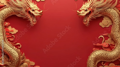 The Year of the Snake, Two gold dragons are on a red background