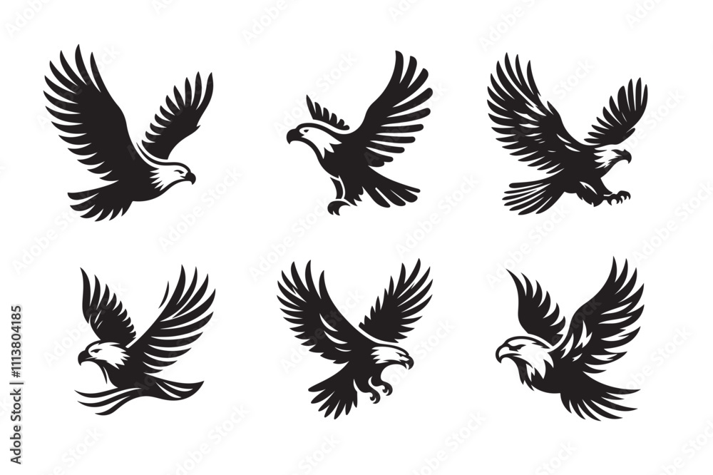 Eagle vector silhouette art illustration bundle set