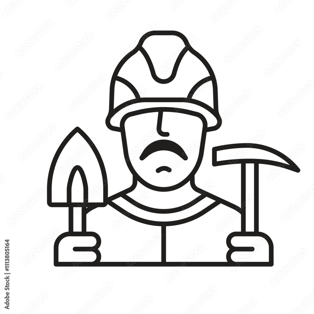 Constructor Builder Man Line Art Icon