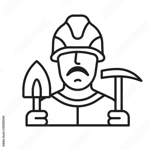Obraz na płótnie Constructor Builder Man Line Art Icon w salonie